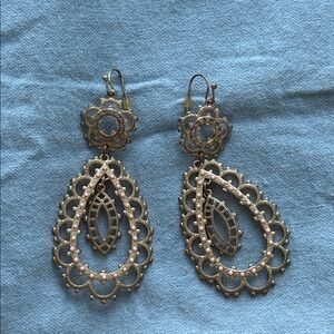 Elegant Gold Filigree Drop Earrings
